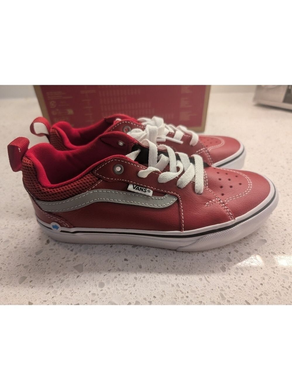 Vans | Kid's Old Skool Filmore Skate Shoe In Leather Red/Grey